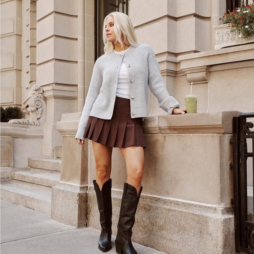 Abercrombie & Fitch x Kathleen Post Chocolate Pleated Skirt